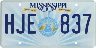 MS license plate HJE837