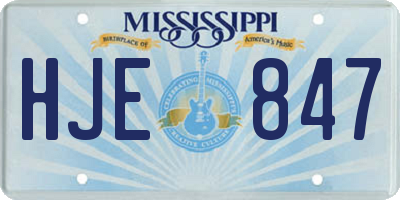 MS license plate HJE847