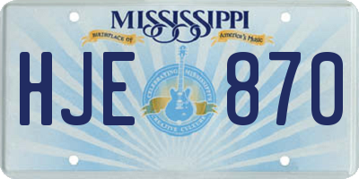 MS license plate HJE870