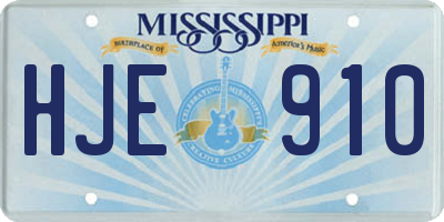MS license plate HJE910