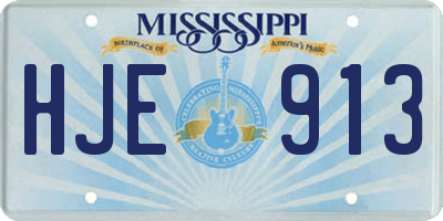 MS license plate HJE913
