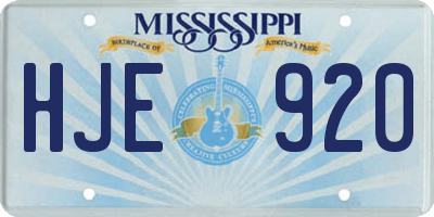 MS license plate HJE920