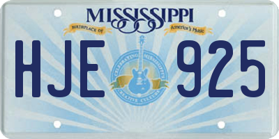MS license plate HJE925