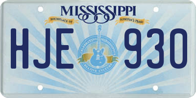 MS license plate HJE930
