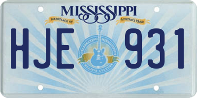 MS license plate HJE931