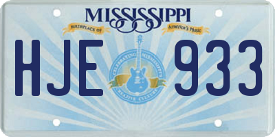 MS license plate HJE933