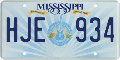 MS license plate HJE934