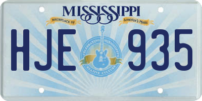 MS license plate HJE935