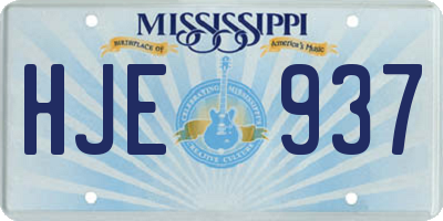 MS license plate HJE937