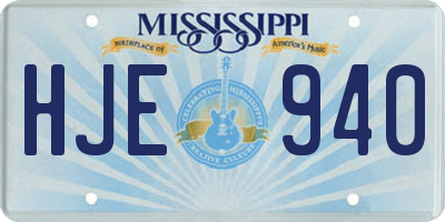 MS license plate HJE940