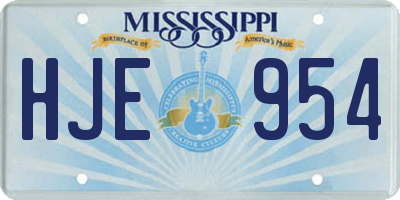 MS license plate HJE954