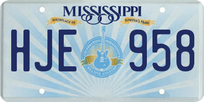 MS license plate HJE958