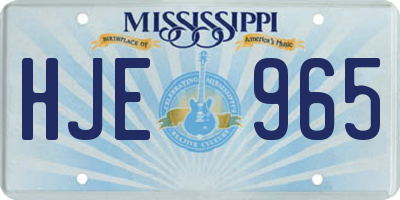 MS license plate HJE965
