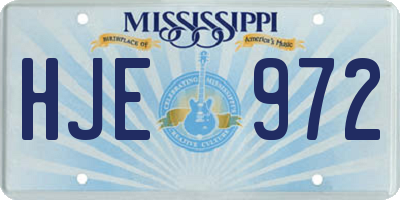 MS license plate HJE972