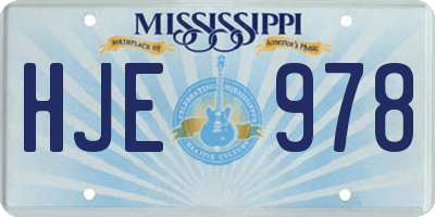 MS license plate HJE978