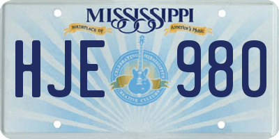 MS license plate HJE980