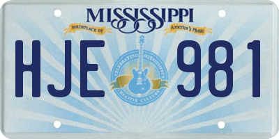 MS license plate HJE981