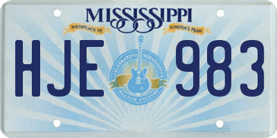 MS license plate HJE983