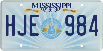 MS license plate HJE984