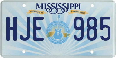 MS license plate HJE985