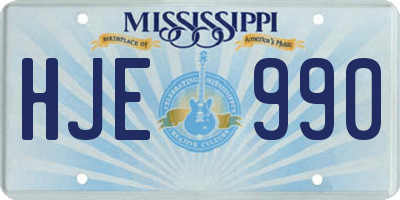 MS license plate HJE990