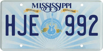 MS license plate HJE992