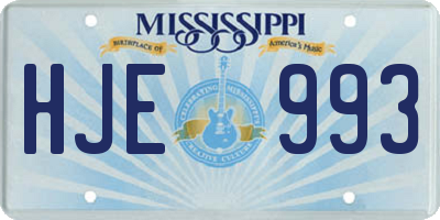 MS license plate HJE993
