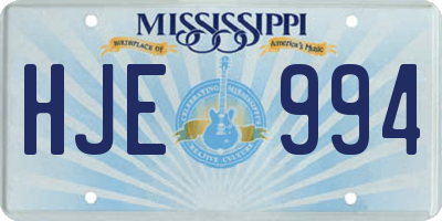 MS license plate HJE994