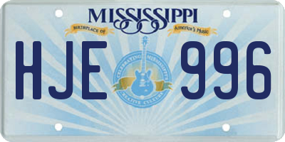 MS license plate HJE996