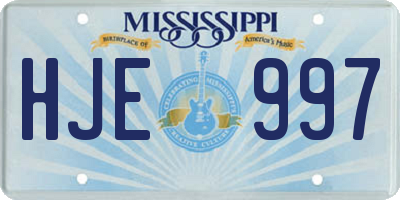 MS license plate HJE997