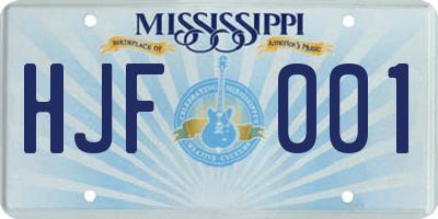 MS license plate HJF001