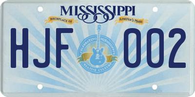 MS license plate HJF002
