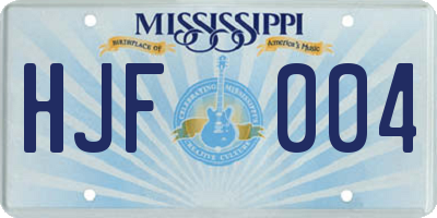 MS license plate HJF004