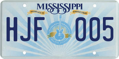 MS license plate HJF005