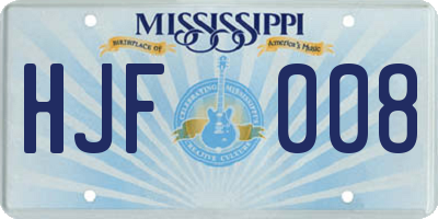MS license plate HJF008