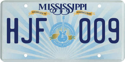 MS license plate HJF009