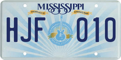 MS license plate HJF010