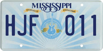 MS license plate HJF011