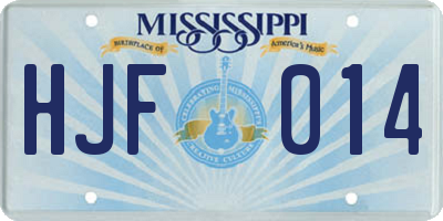 MS license plate HJF014