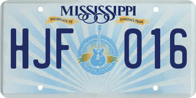 MS license plate HJF016