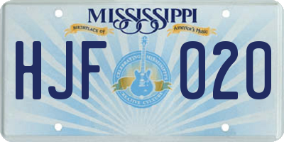 MS license plate HJF020