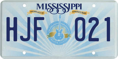 MS license plate HJF021