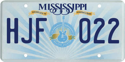 MS license plate HJF022