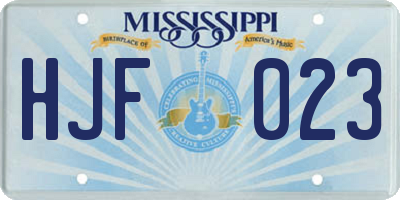 MS license plate HJF023