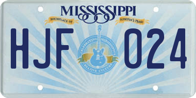 MS license plate HJF024