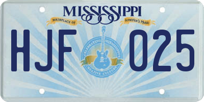 MS license plate HJF025