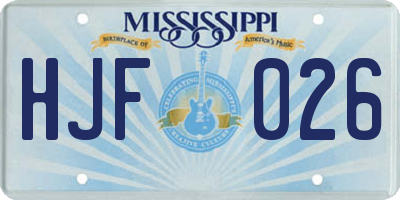 MS license plate HJF026