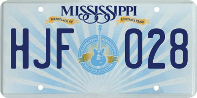 MS license plate HJF028