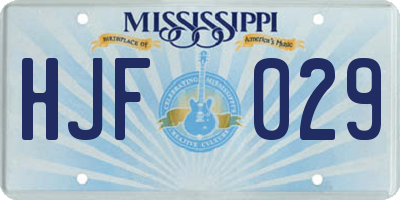 MS license plate HJF029