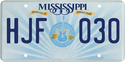 MS license plate HJF030